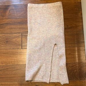 Heartloom Heathered Pastel Ribbed Midi Skirt with Front Slit